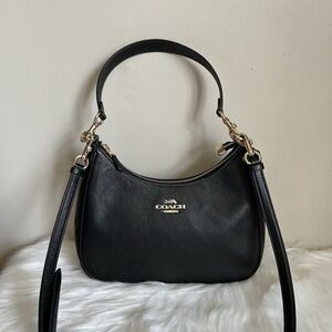 Coach Teri Hobo Bag Black Pebbled Leather Shoulder Crossbody C1570